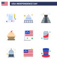 Flat Pack of 9 USA Independence Day Symbols of country; thanksgiving; landmark; sweet; dessert