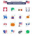 Flat Pack of 16 USA Independence Day Symbols of donkey; landmark; sunglasses; gate; arch