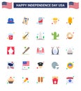 Flat Pack Of 25 USA Independence Day Symbols Of Drink; Ice Cream; Soda; Food; Thanksgiving