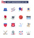 Flat Pack of 16 USA Independence Day Symbols of plent; imerican; day; flower; independence day Royalty Free Stock Photo