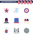 Flat Pack of 9 USA Independence Day Symbols of usa; cap; star; hat; gravestone