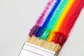 Flat paintbrush and multicolor rainbow brush strokes on white Royalty Free Stock Photo