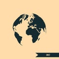 Flat paper cut style icon of globe