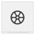 Flat paper cut style icon of old tape spool