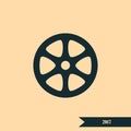 Flat paper cut style icon of old tape spool