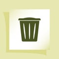 Flat paper cut style icon of trash can