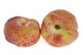 Flat peaches close up on white background Royalty Free Stock Photo