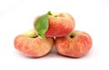 Flat peaches, known also as doughnut peaches, on white background Royalty Free Stock Photo