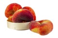 Flat peaches in a package on a white background Royalty Free Stock Photo