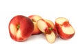 Flat peaches with sections Royalty Free Stock Photo