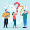Flat people asking questions Vector illustration. Royalty Free Stock Photo