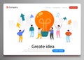 Flat People with Big Light Bulb Idea. Innovation, Brainstorming, Creativity Concept. Characters Working Together on new Royalty Free Stock Photo