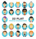 22 flat people characters avatars icons set. Many modern city people vector cartoon illustration Royalty Free Stock Photo