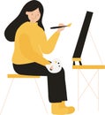 Flat People Painting Young Woman Painting