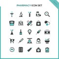 Flat pharmacy and healthcare icon set. First group. Isolated illustration