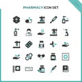Flat pharmacy and healthcare icon set. Second group. Isolated illustration