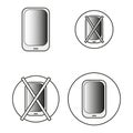 Flat phone icon crossed out for mobile device design. Vector illustration. Stock image. Royalty Free Stock Photo