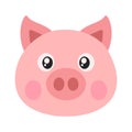 Flat Pig Head Farm Animal Character inCute Doodle Cartoon Vector Illustration Royalty Free Stock Photo