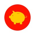 Flat Piggy Bank Circle Icon. Vector Illustration of Shopping Object