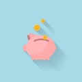 Flat piggy bank icon for web.