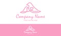 Pink Color Line Art Love Bird Mom and Son Logo Design Royalty Free Stock Photo