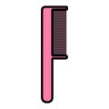 Flat pink icon is a simple linear fashionable glamorous comb with a pen and teeth, a hairdresser`s tool for making hair and beauty Royalty Free Stock Photo