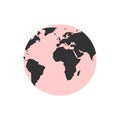 Flat pink planet globe earth icon isolated on white background. Vector illustration for web banner, mobile, infographics Royalty Free Stock Photo