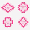 Flat pink womens day badges collection