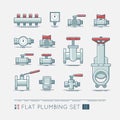 Flat plumbing icon set