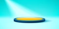 Illuminated round podium in realistic style, award empty pedestal, geometry shape, vector design object for you project Royalty Free Stock Photo