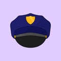 Flat Police Officer Cap Vector Icon Agent Cap