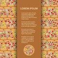 Flat poster or banner template with pizza pieces Royalty Free Stock Photo