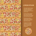 Flat poster or banner template with pizza pieces Royalty Free Stock Photo