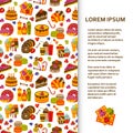 Flat poster or banner template with sweets