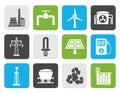 Flat Power and electricity industry icons Royalty Free Stock Photo