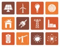 Flat power, energy and electricity icons