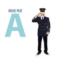 Flat profession Letter A airline pilot