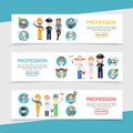 Flat Professions Horizontal Banners