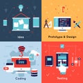 Flat Programm Development Icon Set Royalty Free Stock Photo