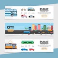 Flat Public Transport Horizontal Banners Royalty Free Stock Photo