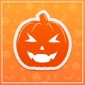 Flat pumpkin on orange background