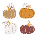 Flat pumpkin vector set in autumn palette, eps10