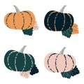 Flat pumpkin vector set in autumn palette, eps10