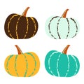 Flat pumpkin vector set in autumn palette, eps10