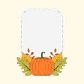 Flat Pumpkins With Autumn Leaves Decorative White Square Frame On Cosmic Latte
