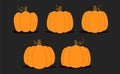 Flat pumpkins. Halloween pumpkin. Isolated icons. Vector