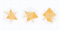 Flat radar or spider graph template in vector format. Polygonal mesh grid with pentagon and hexagon charts. Kiviat Royalty Free Stock Photo