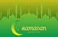 Flat Ramadan Kareem Background With Islamic Pattern and Mosque