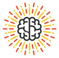 Flat Raster Brain Radiance Icon Royalty Free Stock Photo