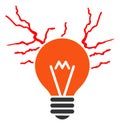 Flat Raster Electric Sparks Bulb Icon